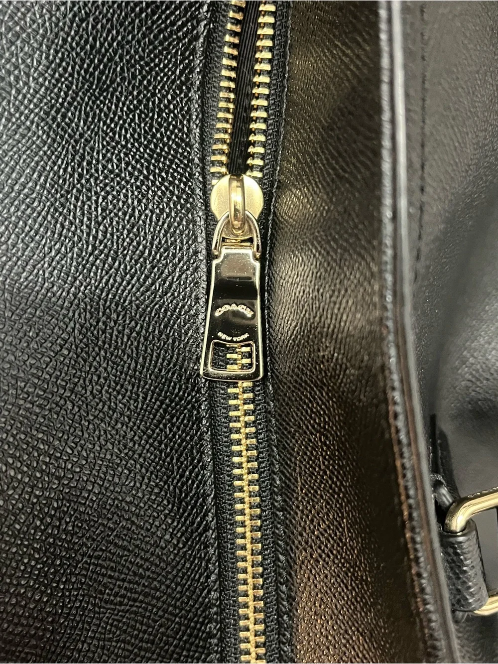 Coach Black Leather Tote with Gold Hardware